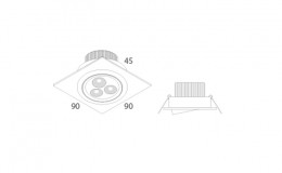 Desenho Embutido de Teto LED QUAD 3W